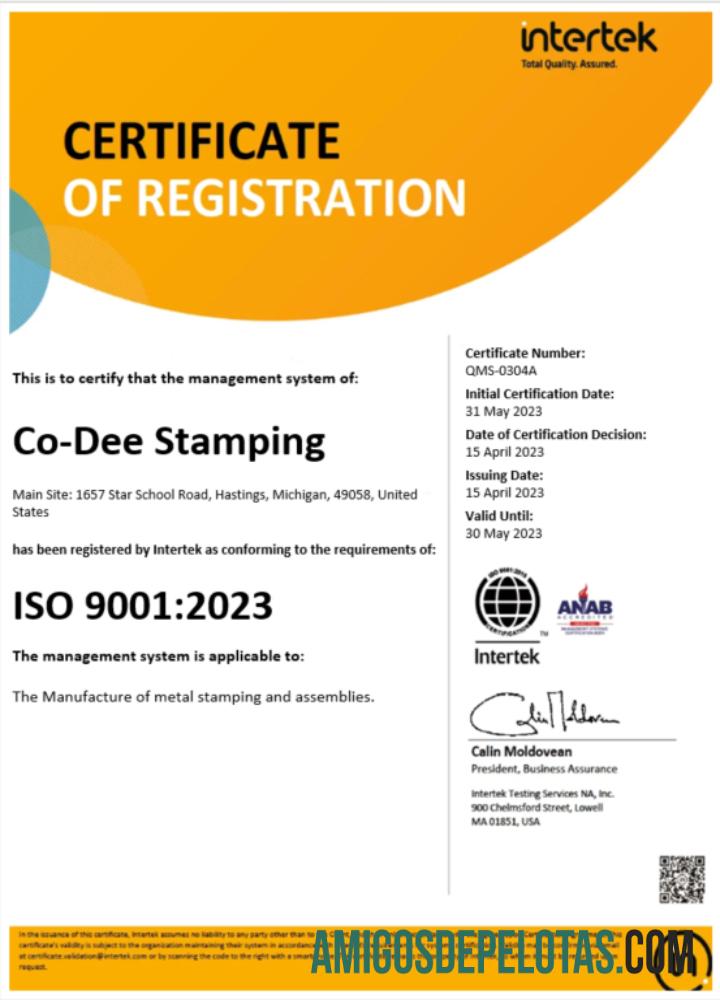 Certificado de registro realista da Intertek nos EUA, modelo Word e PDF